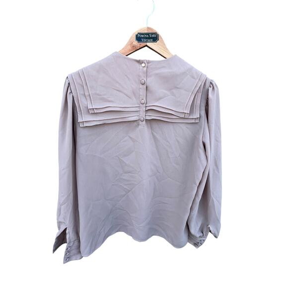 Josephine Women's Vintage Career Blouse Pleated Long Sleeve Beige Size 12 - Picture 2 of 6